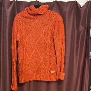 Element Rust Cable Knit Turtleneck Sweater